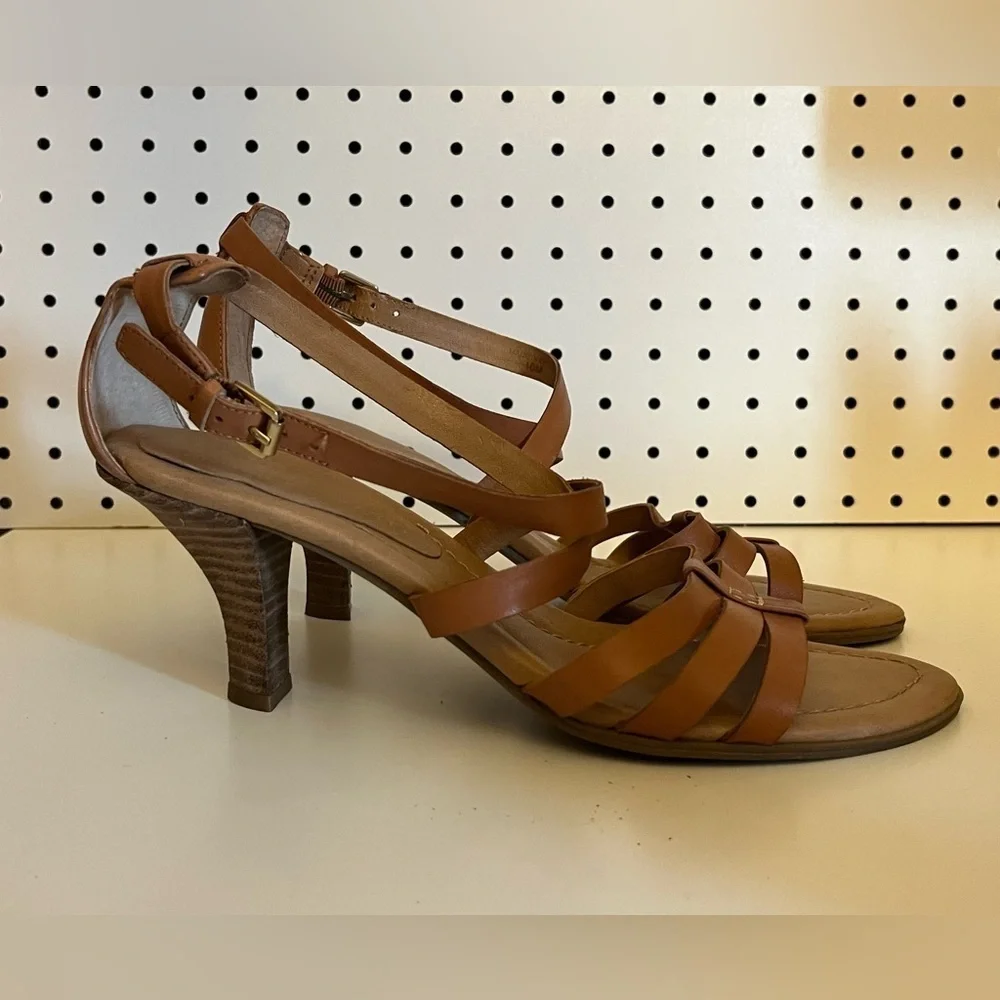 Franco Sarto Brown Strappy Kitten Heels